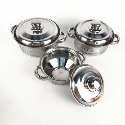 China Sustainable promotion high quality kitchenware 3 pcs cookware cooking pot set stainless steel for sale