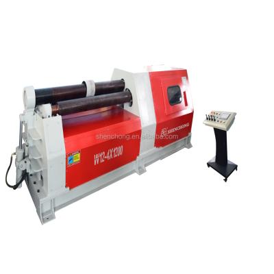 China hydraulic or mechanical shenchong W12-4X1200 mild steel metal plate rolling machine with four rollers for sale