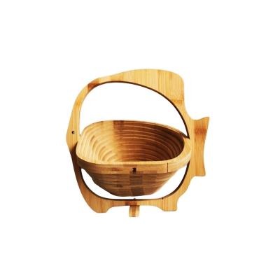 China Viable Fish Shape Rotating Bamboo Folding Fruit Basket Food Grade Top Selling Cheap Price for sale