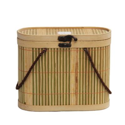 China Viable bamboo gift box natural color classic round bamboo tea box, bamboo food container for sale