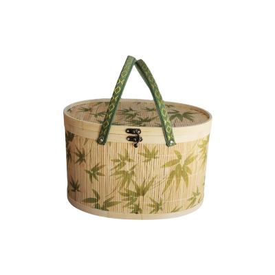 China Stored Portable Bamboo Food Gift Packaging Box With A Cover for sale