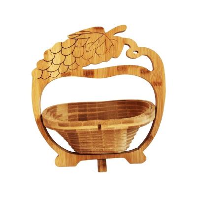 China Sustainable Grape Style Custom Customized Natural Bamboo Folding Fruit Basket for sale