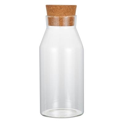 China Viable Glass Jars For Kitchen Storage Jar With Cork Wood Lid Borosilicate Glass Storage Container for sale