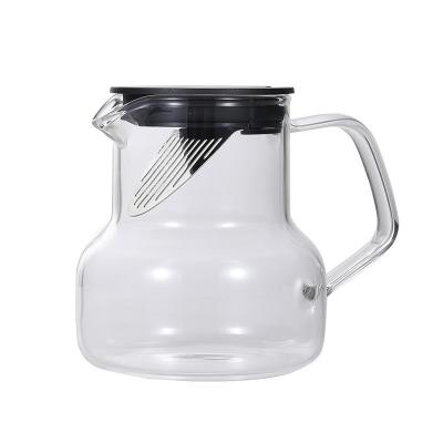 China 700ml Black Cap High Temperature Resistant Household Cold Water Kettle Coffee Glass Teapot for sale