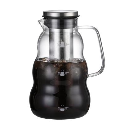 China WITH Drip Coffee Infuser High Borosilicate LID Mocha Glass Jar Coffee Filter Teapot Glass Drip Coffee Pot for sale