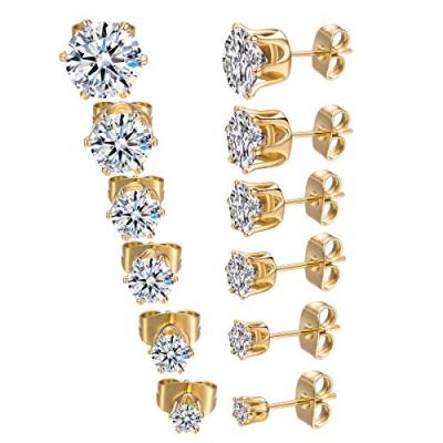 China New Trendy Fashion Design Jewelry Gold Plated Round Zircon Earrings Stud Earrings Set For Women for sale