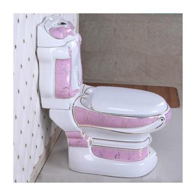 China KD-T003C-Pink Luxury Double-Flux Sanitary Ware Two Pieces Tie Down Bathroom Pink Colored Toilets for sale