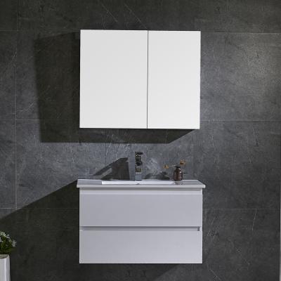 China Solid Wood Bathroom Cabinet Modern Sanitary Ware Storage With Mirror Cabinet Bathroom Vanity for sale