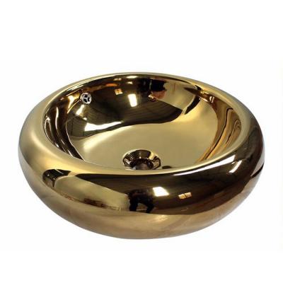 China Modern Gold Basin KD-18GBA Round Egg Shape Basin Gold Plated Wash Basin Sink / Silver Color for sale