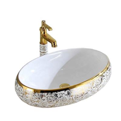 China KD-03GBA EUROPEAN popular egg shape gold washbasin, gold toilet sink basin for sale