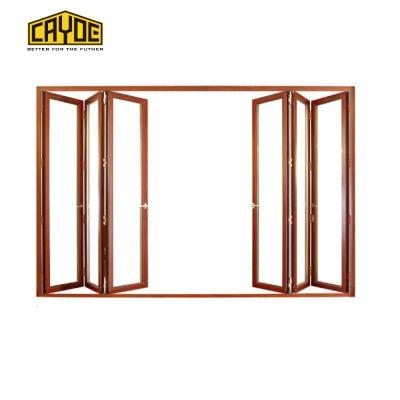 China Modern Anti Hurricane Impact Heavy Duty Aluminum Gararge Garden Glass Sliding Folding Exterior Main Doors for sale