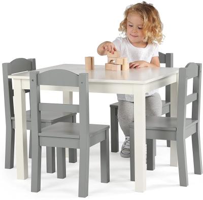 China Colorful/Safe/Environmental Wooden Square Table And 4 Chairs Set For Kids For Snack Time for sale