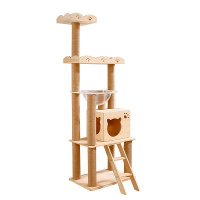 China Cat Climbing Frame Jumping Platform Sustainable Scratching Pole Scratching Board Wooden Pet Toy for sale