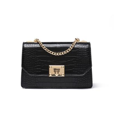 China 2021 Fashion Crocodile Pattern Square Bags Women Handbags Ladies Shoulder Small Cross - Body Bag With Gold Chain Leather Satchel for sale