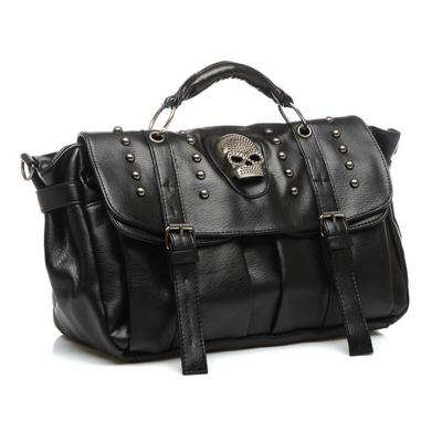 China 2022 Gothic Rock Women Leather Handbags Rivet Rhinestone Skull Cross - Body Bag Women Punk Female Handbags Large Capacity Towel for sale