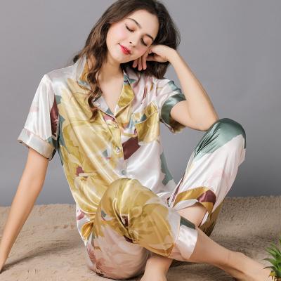 China QUICK DRY Floral Print Women's Fashion Sleepwear Shorts Sheath Casual Comfy Nightgown Pijamas Mujer Pajamas for sale