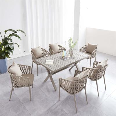 China Lightweight Wonderful Design Outdoor Patio Furniture Cord Dining Aluminum Chair Set for sale