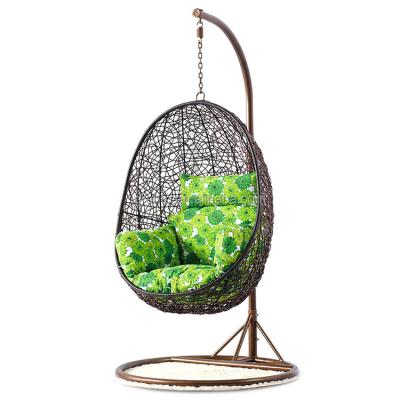 China Strong Casual Outdoor Patio Furniture PE Rattan Hanging Seat Swing Chair In Egg Shape for sale