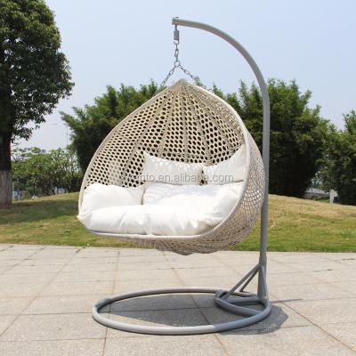 China Garden Seat Double Swing All Weather Outdoor Rattan Strong Patio Hanging Swing Chair for sale