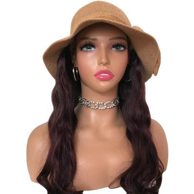 China Straight Fashion Hat  Wig 100% Human Hair For Woman Fisherman Hat Extension Human Hair Wig Curly Wave Hair Wig Natural Color (12-16inch) for sale