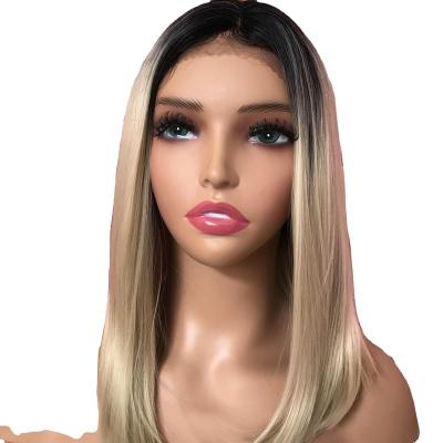 China Body Wave Short T1B#613 Bob Wig T Part Lace Front Synthetic Wigs Dark Roots Glueless Synthetic Lace Front Wigs for Women for sale