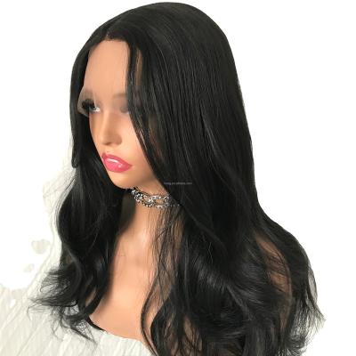 China Body Wave Long black Wigs Body Wavy Tpart wigs Synthetic Lace Front Wigs For Black Women Heat Resistant for sale