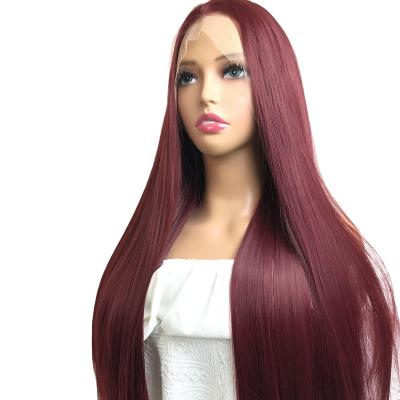 China Body Wave Black Synthetic 13#4 lace front Wigs Natural Hairline Silky Straight Glueless Futura Hair Front Lace Wigs For Women Dai for sale