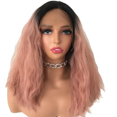 China Water Wave Hot Sale Halloween Party Wig Pink Lace Long Wig Long Wavy Ladies Big Lace Wig for Women for sale