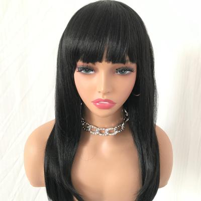 China Body Wave long black Wigs with Bangs for Black Women Full Machine Made Hair Heat Resistant Futura Wigs with Natural Hairline for sale