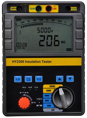 China 250V 500V 1000V 2500V 5000V Insulation Tester HY2305 for sale