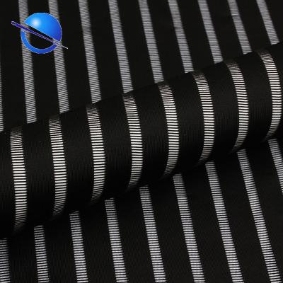 China Shiny Warp Stripe Stretch Polyester Permeability Knitting Mesh Fabric Waterproof For Clothing for sale