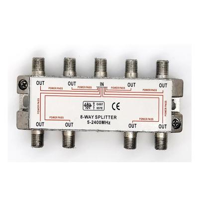 China New selling signal catv splitter 5-2400MHz SAT power pass splitter 8 way satellite splitter applicable for sale