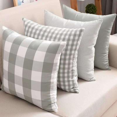 China Anti-Static Single Plain Striped Plaid Pillowcase Sofa Car Cushion Cover Mixed Border Canvas Pillowcase for sale