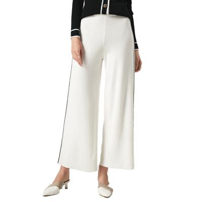 China Custom Anti-wrinkle 2021 ladies plus size wide leg flare knit cashmere wool sweater pants for women for sale