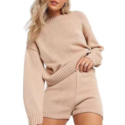 China Custom Autumn Pullover Knit Wool Cashmere Two Piece Sweater Set for Women for sale