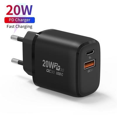 China QC 3.0 Fast Charger USB Type C Charger Mini Quick Charge 3.0 QC PD 20W Mobile Phone Charger For iPhone 12 Samsung Xiaomi Fast Wall Chargers for sale