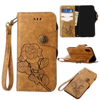 China Competitive Price Genuine Leather Flip Case For Apple iPhone 6 6S 7 8 Plus X Real Purse Phone Bag With Card Slots for sale