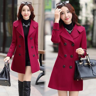 China New Solid Color Coldker Coat Woolen Women Jacket Khaki Beige Red Black Korean Viable Woolen New for sale