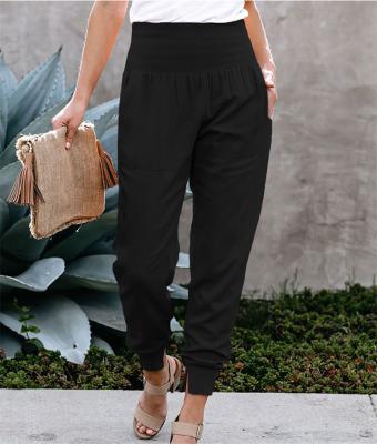 China Anti-wrinkle 2021 autumn and winter European new high-waisted and American solid color women's nine-point pants with split pants for sale