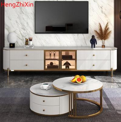 China Convertible Living Room Home Convertible Gold Steel White Round Furniture Color Nordic Coffee Table Modern for sale