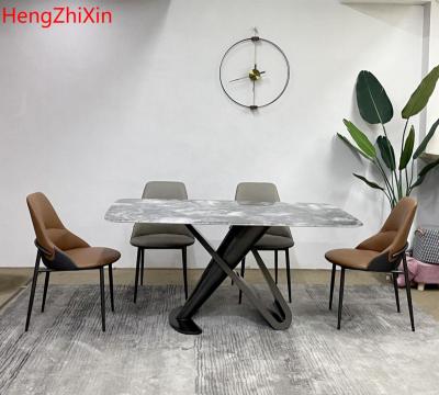 China (Other) adjustable rectangular marble dining table set high quality modern furniture kitchen table set 4 chairs for sale