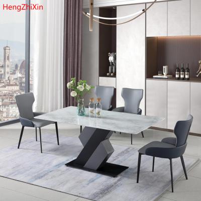 China Customized Marble Comfortable Durable Elegant Color Size Standard Morden Sized Imported Dining Room Furniture Cream Dining Table Chairs for sale