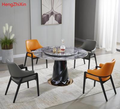 China (Other) Mesa Adjustable Modern Luxury Natural Marble Frame Round Dining Table 4 Seater Jantar for sale