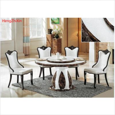 China Luxury Revolving Marble Round Table (Other) Adjustable High End Custom Made Light With Round Marble Dining Furniture Table Set for sale