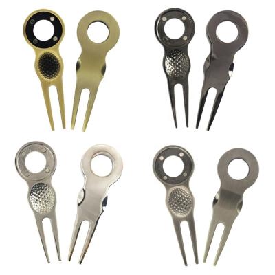 China High Quality Zinc Alloy Golf Throwing Fork Metal Golf Digging Tool Ball Marker Repair Tool Golf Throwing Fork for sale