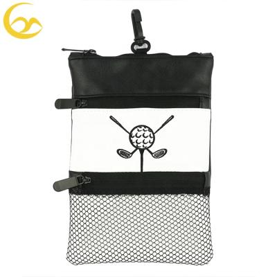 China Wholesale Leather Golf Storage Bag PU Golf Ball Storage Bag Zipper Golf Accessories Golf Accessories Ball Bags for sale