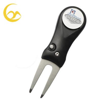 China Stainless Steel Metal Bulk Golf Digging Tool Collapsible Switchblade with Ball Marker for sale