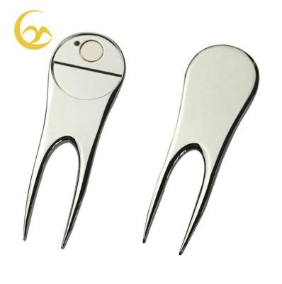 China GD0003 Zinc Alloy Golf Digging Tool With Ball Marker Can Logo On Backside for sale