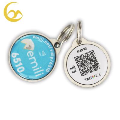 China Custom Wholesale Bone Shaped Around Shaped Aluminum Anodized Dog Tag With Laser Code for sale