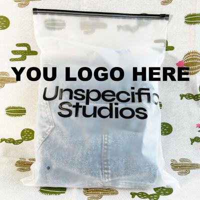 China 100 Customs Poly Matte Print Pe Zipper Zip Lock BIODEGRADABLE Frosted Plastic Packaging Bag For Clothes for sale